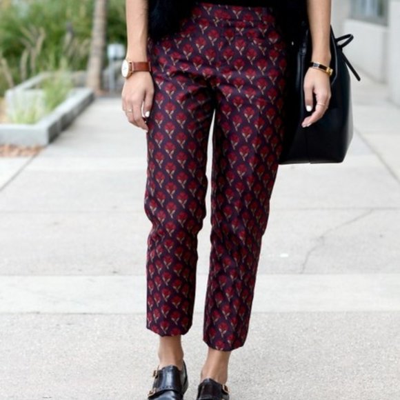 CLUB MONACO Brocade Jacquard Cropped Pants 2 - Picture 3 of 10